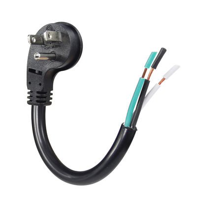 NEMA 5-15P US 3-Prong AC Power Plug to Half-Stripped Cord Assembly for Custom Wiring & Electrical Applications, 18 AWG