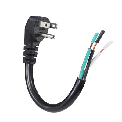 NEMA 5-15P US 3-Prong AC Power Plug to Half-Stripped Cord Assembly for Custom Wiring & Electrical Applications, 18 AWG