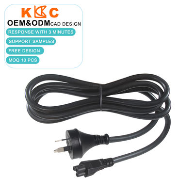 Cabo de alimentação elétrica SAA certificado de 3 pinos AU para IEC C5 10A/250V AC 1,8m Preto