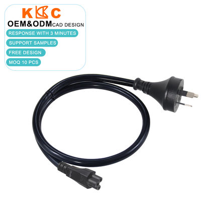 Cabo de alimentação elétrica SAA certificado de 3 pinos AU para IEC C5 10A/250V AC 1,8m Preto