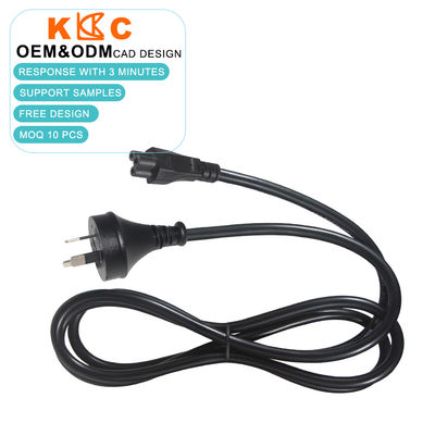 Cabo de alimentação elétrica SAA certificado de 3 pinos AU para IEC C5 10A/250V AC 1,8m Preto