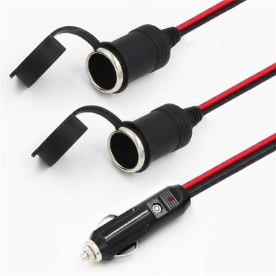 RoHS 24V 2468 18AWG com 2 em 1 Cable do isqueiro de cigarros do carro macho para plugues femininos