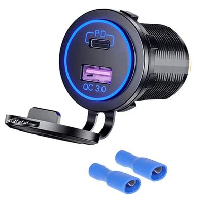 Adaptador duplo de carregador de motocicleta USB de 45W 12-24V Entrada
