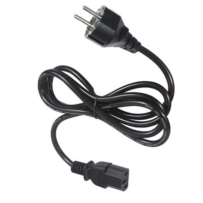 3Prong VDE homologado CEE 7/7 3pin Plug Cordão de alimentação preto com C13 Feminino