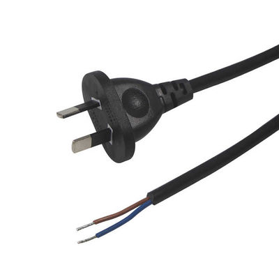 SAA Certificado AU 2-Pin Plug to Stripped & Tinned Power Cord H03VV-F 2x0.75mm2 PVC Jacket Condutor de cobre nu para eletrodomésticos / uso industrial