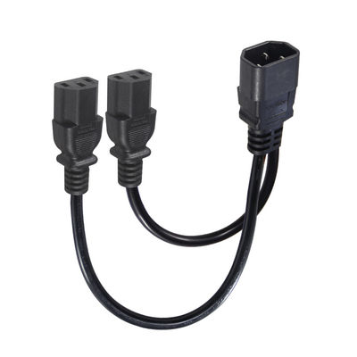 16AWG C14 a 2xC13 cabo de alimentação para servidor/equipamento industrial 300V 10A RoHS certificado 3 Prong Plug