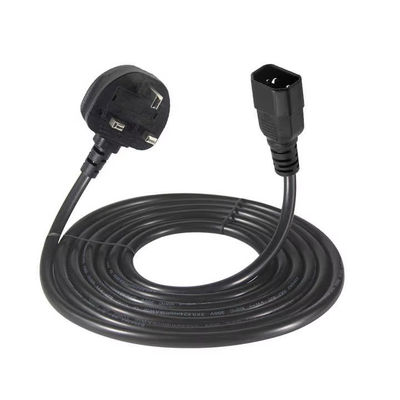 Cabo de alimentação do Reino Unido para o C14 1.2M 250V 10A 16AWG Cable blindado para UPS/Server Rack/Dispositivo Médico (IP67/RoHS/BS1363)