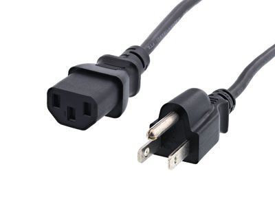 Cabo de alimentação CA padrão de 1FT IEC-C13 macho