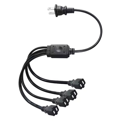 Divisor de energia NEMA 1-15P plano de 1 a 4 - Extensão multi-tomada de 125V 15A que economiza espaço para casa/escritório