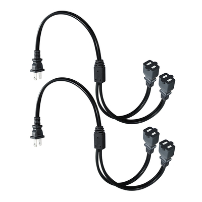 NEMA 1-15P a 1-15R Cordão de extensão de duas pontas 110V-250V PVC de cobre