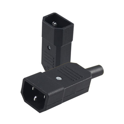 Adaptador de energia IEC C14 para C5 preto ABS Plug Converter