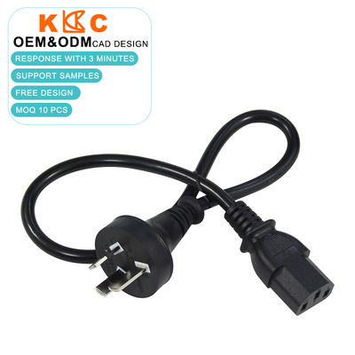3 pin AU Plug to C13 Power Cord 1.8m Preto Certificado SAA