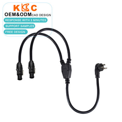US Plug to Dual PowerCON Splitter Cable 2-Port AC Power Extension Cord para áudio, iluminação, palco e equipamentos profissionais