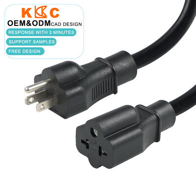 Cabos de extensão de 3 condutores 14AWG / 12AWG 15A/20A NEMA 5-15 / 6-20 Plugue para Tomada para Uso Industrial Condutores Pesados