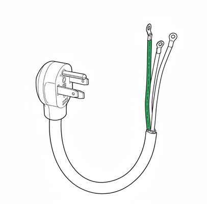 Cabo de alimentação de 2m de 6AWG 125/250V 50A 3 polos NEMA 14-50 com plugue para terminais tipo anel 10 para fogão, fogão e alimentação de tomada de RV